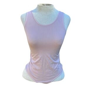 Cotton candy seamless bodysuit sleeveless sheer back, light pink, small/medium
